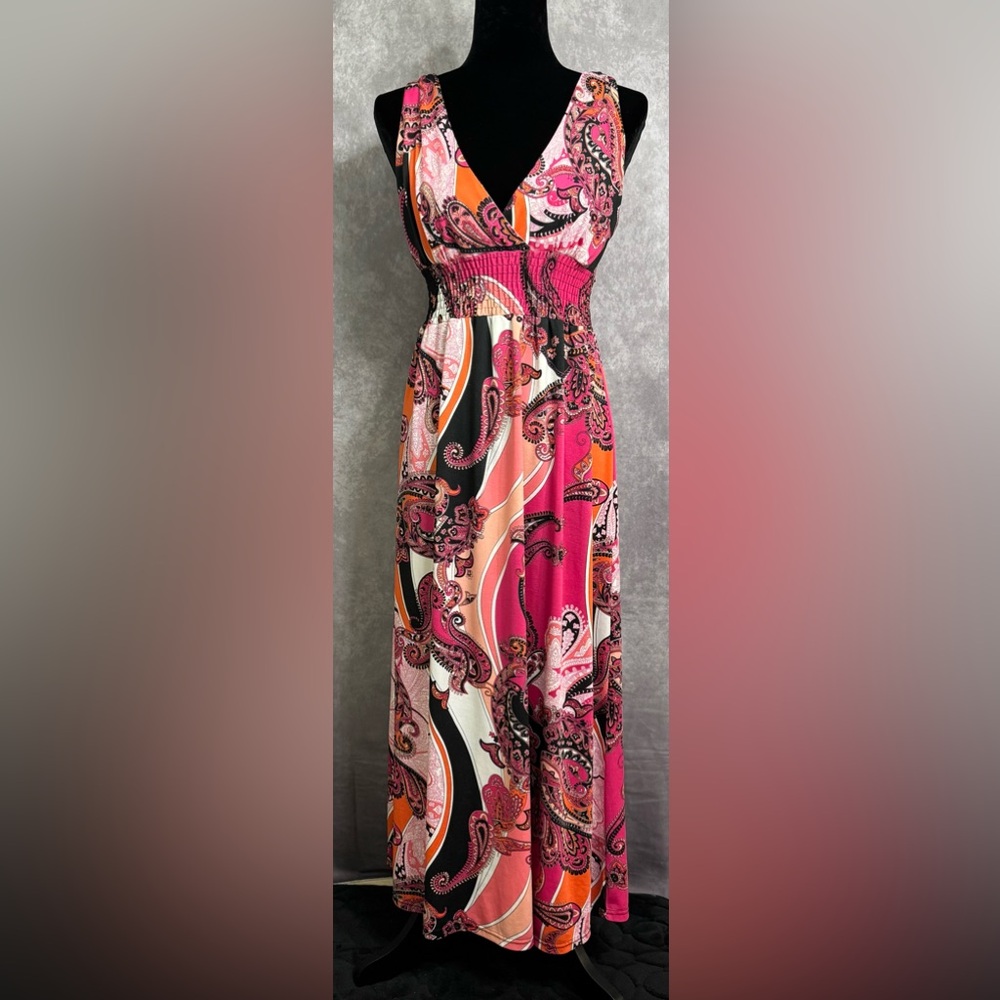 She's Cool Paisley Dress with Pink and Orange Accents